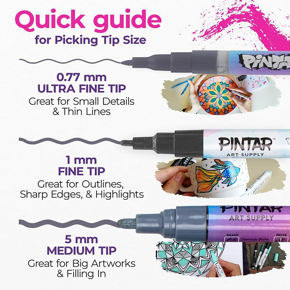 Pintar: Acrylic Paint Markers: Pastel - Medium Tip 5mm, 16 Pack - Subtle Opague Colors
