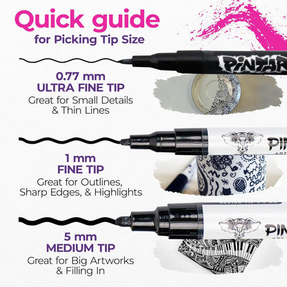 Pintar: Acylic Paint Markers: Black & White - Extra Fine Tip .7mm, 6 Pack