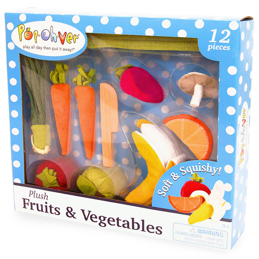PopOhVer Deluxe Plush Fruits & Vegetables Pretend Play Set