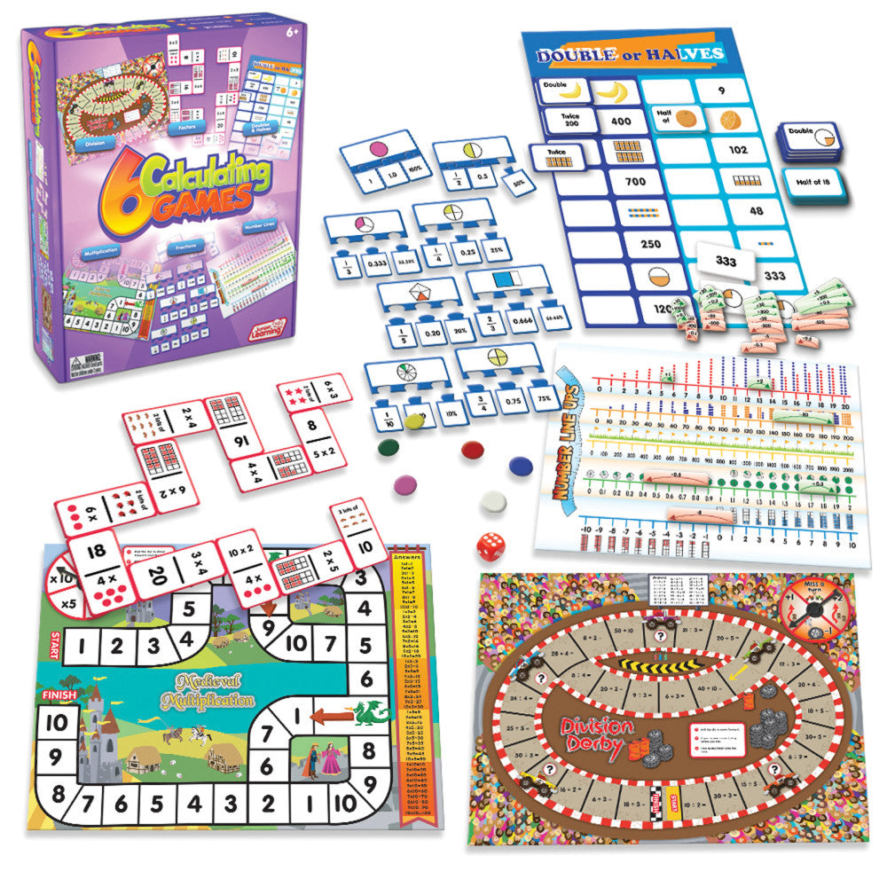 Junior Learning 6 Calculating Games - Educational Math Board Game