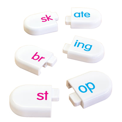 Word Families Interactive Literacy Building Blocks with white tiles showing letter combinations like 'sk', 'ate', 'in...