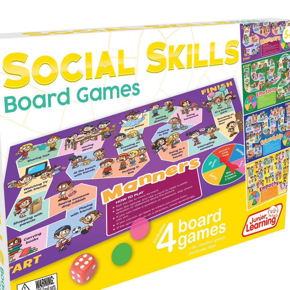 Junior Learning Social Skills 4-in-1 Board Game Set