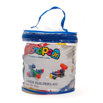 Snapo Jr. Junior Builders Kit 60-piece building set in blue storage bag for ages 18+ months