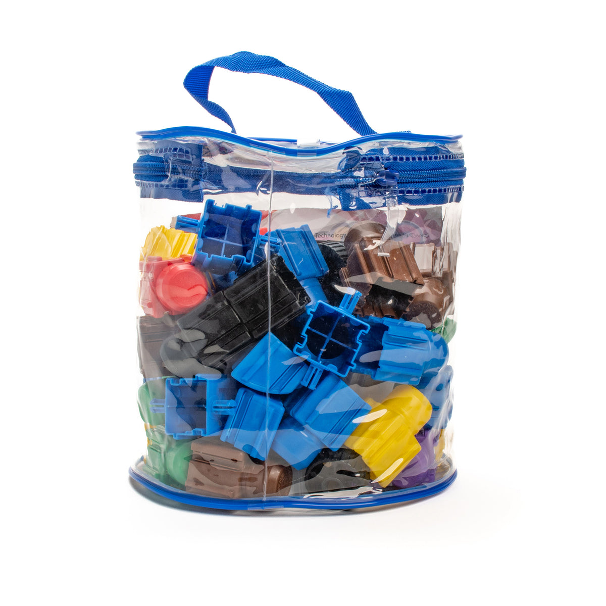 Snapo Beginner Builders Kit 60-piece building set with blue, yellow, and red plastic construction blocks in clear sto...