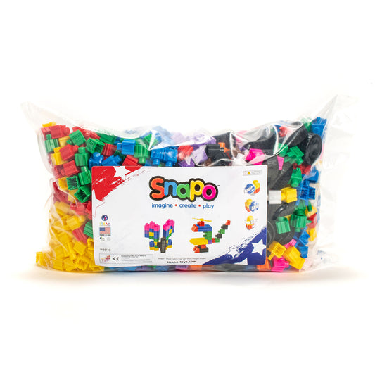 Snapo Mega Builders Kit 1100-piece construction set with colorful plastic building blocks in red, blue, green, yellow...