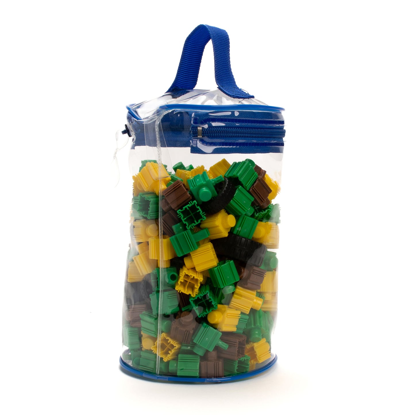 Snapo Mine World Creator Kit 200-piece building set in blue storage container with green, yellow, and brown blocks