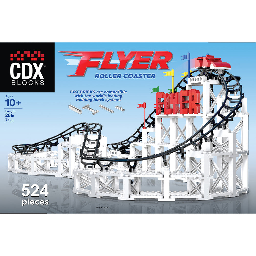 Cdx Pre Built Rides CDX Blocks Flyer Roller Coaster Building Set - 539 Pieces – Toys
