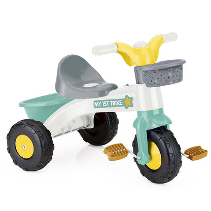 Dolu: My First Trike: White, Green, Yellow - Pedal Operated 3 Wheeled Bike