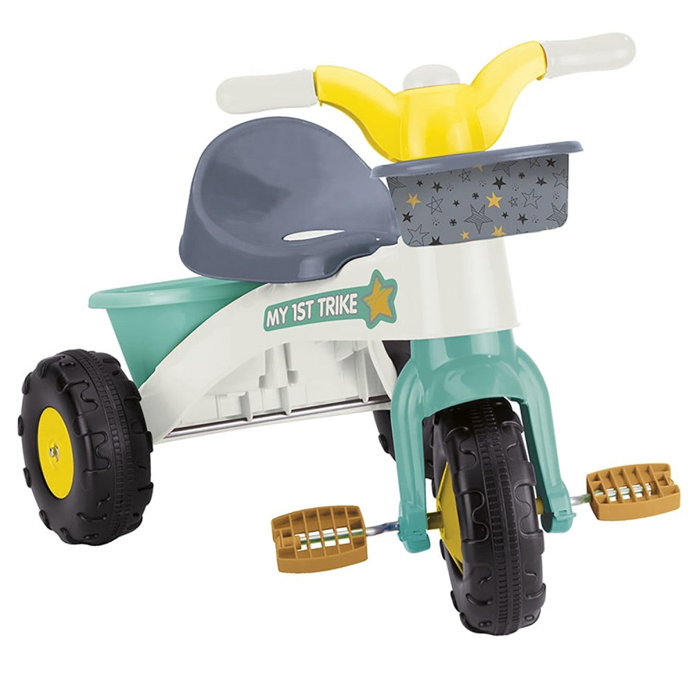 Dolu: My First Trike: White, Green, Yellow - Pedal Operated 3 Wheeled Bike
