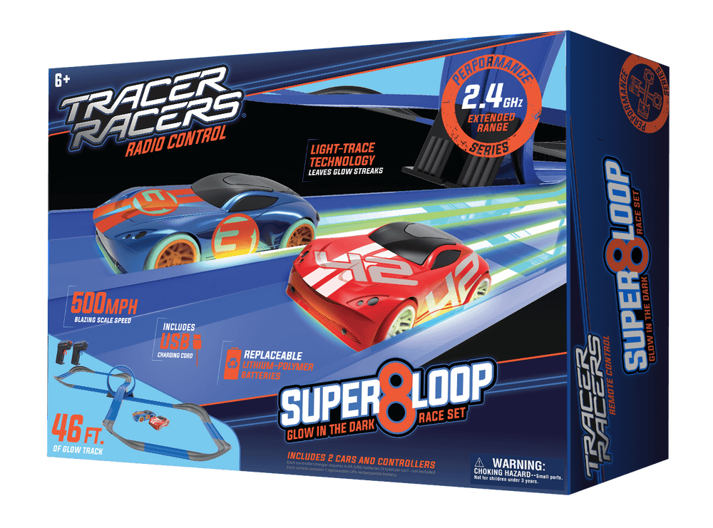 Tracer Racers Super 8 Speedway Glow-in-the-Dark RC Set