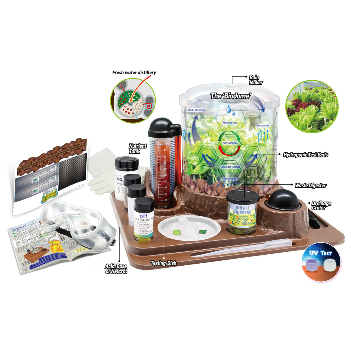 Wild Science Mars Landing Survival Kit STEM Biodome with hydroponic test beds, nutrient tank, and growing experiment ...