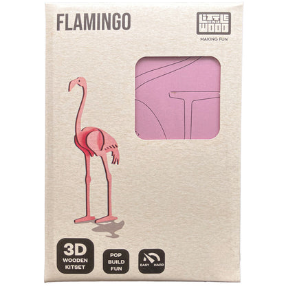 Little & Wood: Woodlet: Small - Flamingo - Pink, 3D Wooden Kit-Set, Bird Puzzle