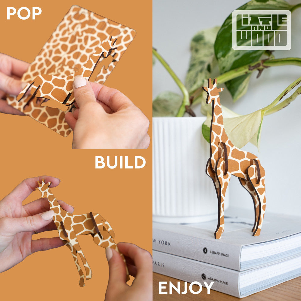 Little & Wood: Woodlet: Small - Flamingo - Pink, 3D Wooden Kit-Set, Bird Puzzle