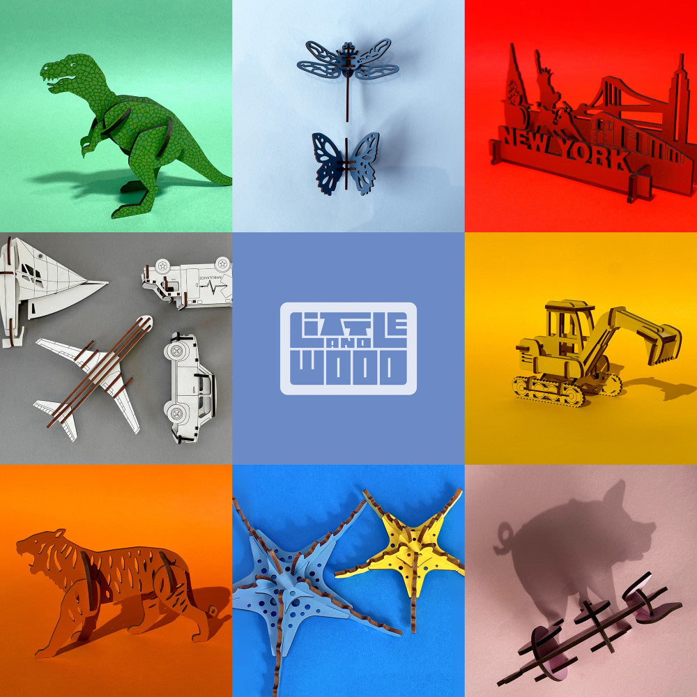 Little & Wood: Woodlet: Small - Flamingo - Pink, 3D Wooden Kit-Set, Bird Puzzle