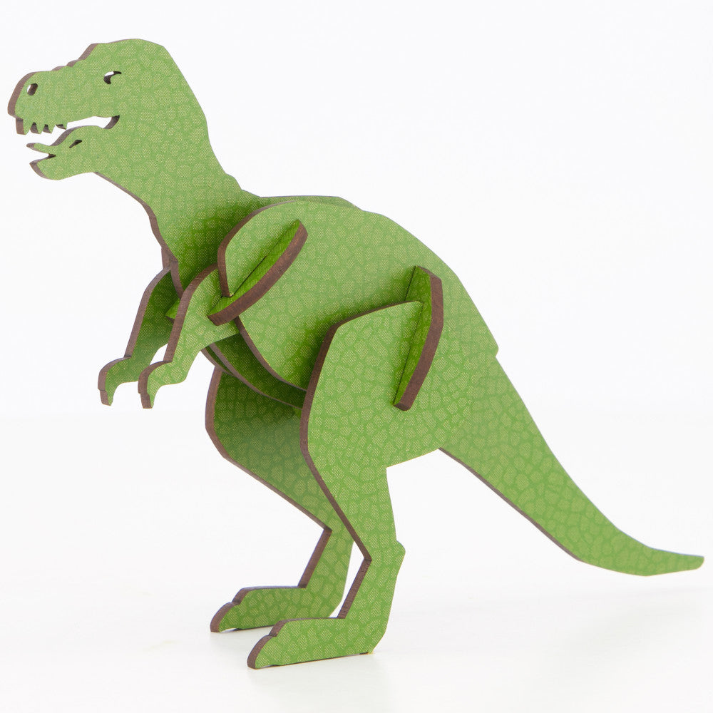Little & Wood: Woodlet: Medium - Tyrannosaurus Rex - Green, 3D Wooden Kit-Set