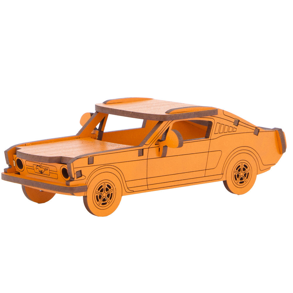 Little & Wood: Woodlet: Medium - Muscle Car - Orange, 3D Wooden Kit-Set
