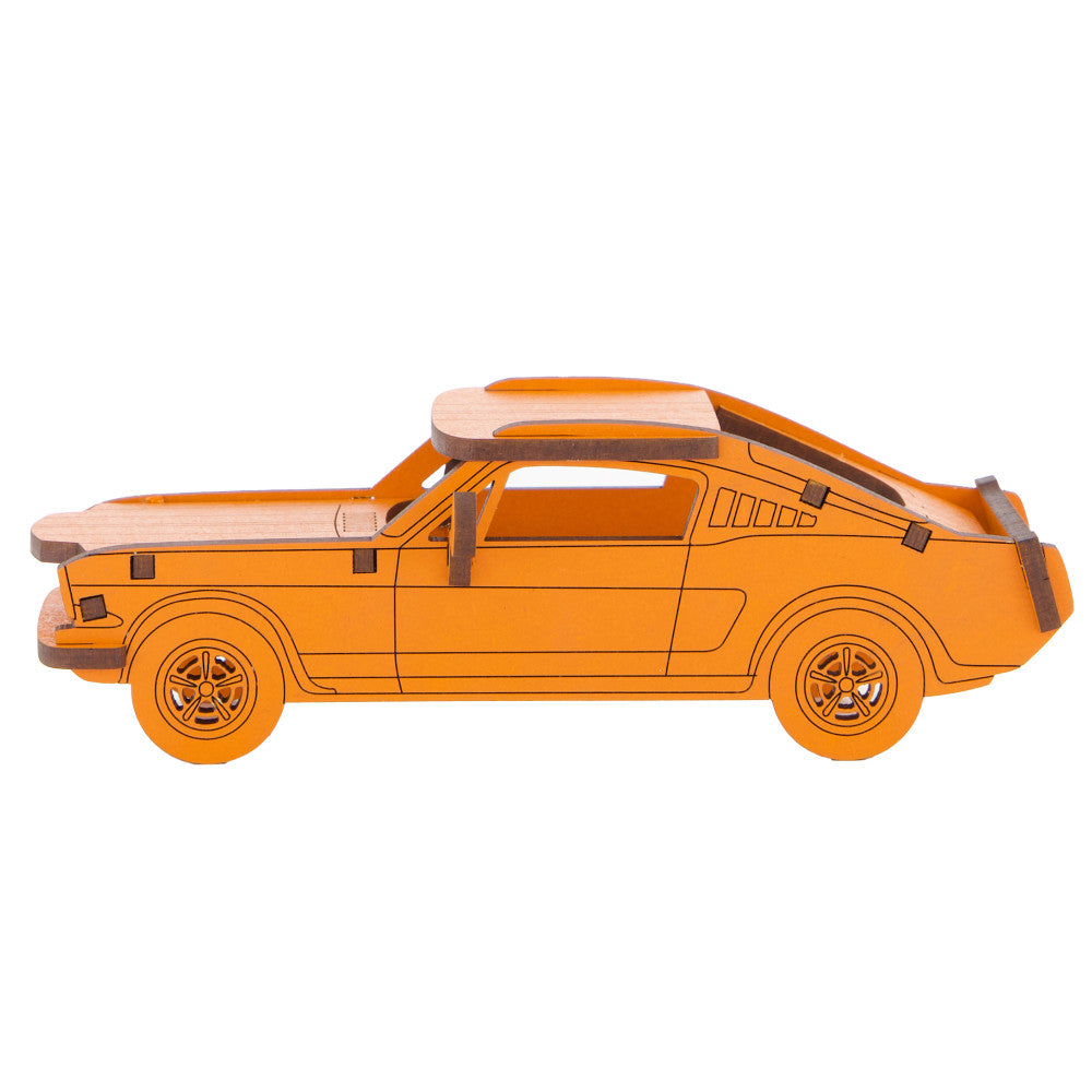 Little & Wood: Woodlet: Medium - Muscle Car - Orange, 3D Wooden Kit-Set