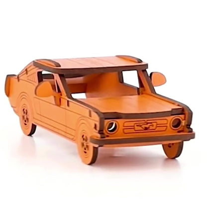 Little & Wood: Woodlet: Medium - Muscle Car - Orange, 3D Wooden Kit-Set