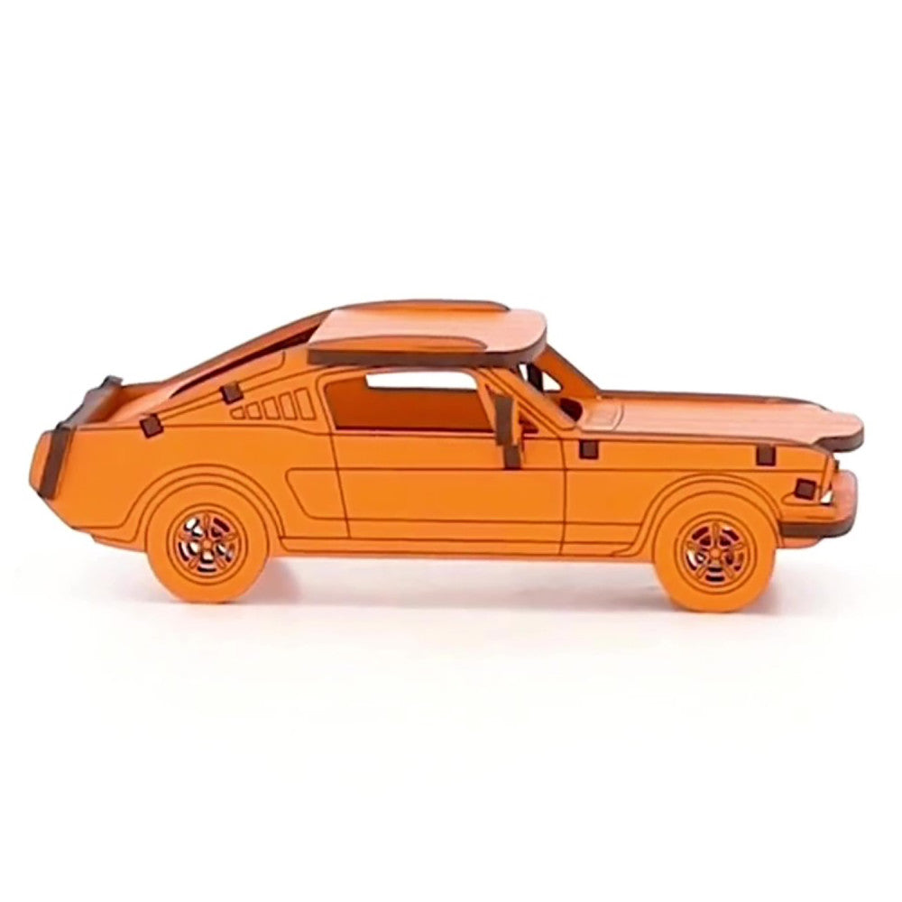 Little & Wood: Woodlet: Medium - Muscle Car - Orange, 3D Wooden Kit-Set