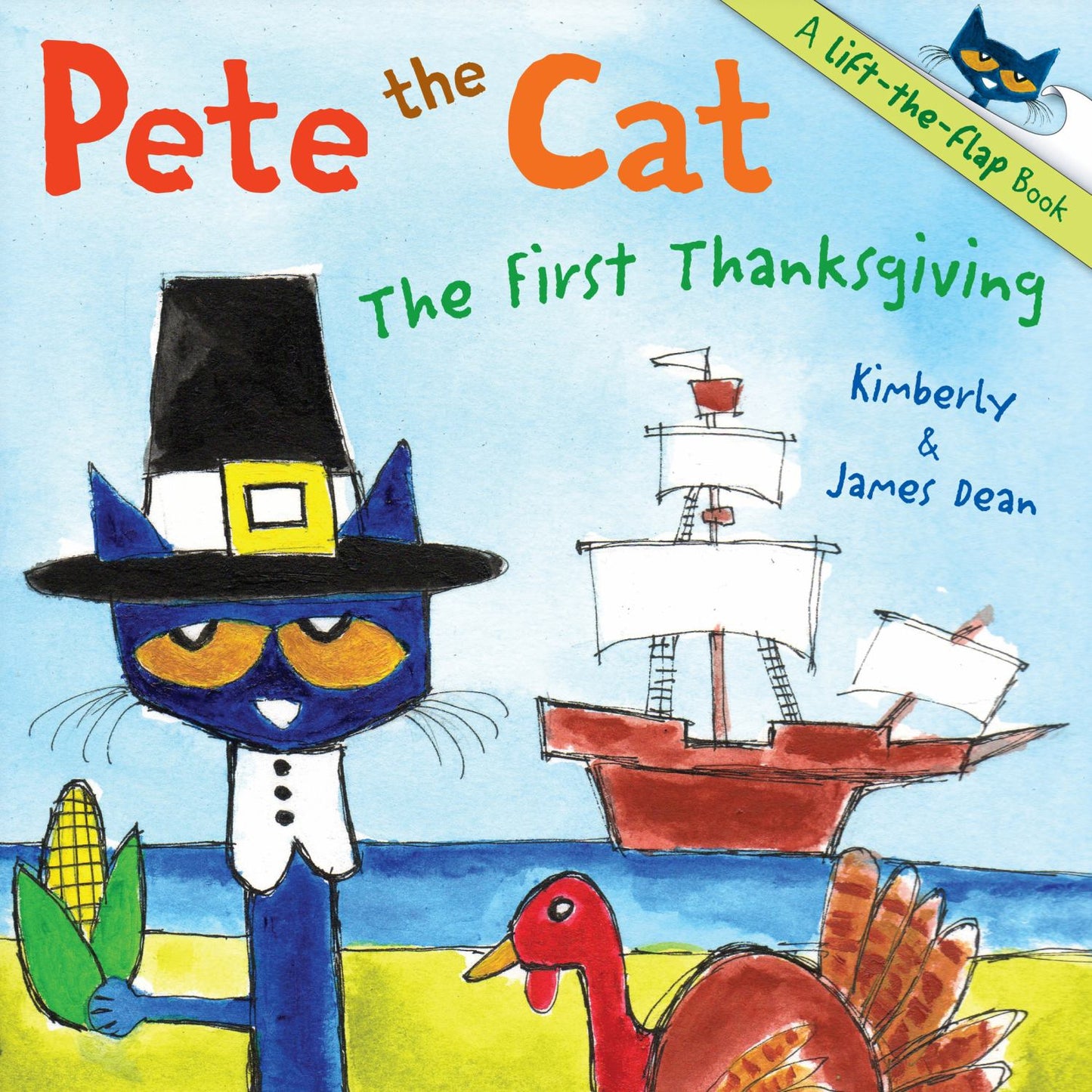Pete the Cat The First Thanksgiving lift-the-flap book with colorful illustrations