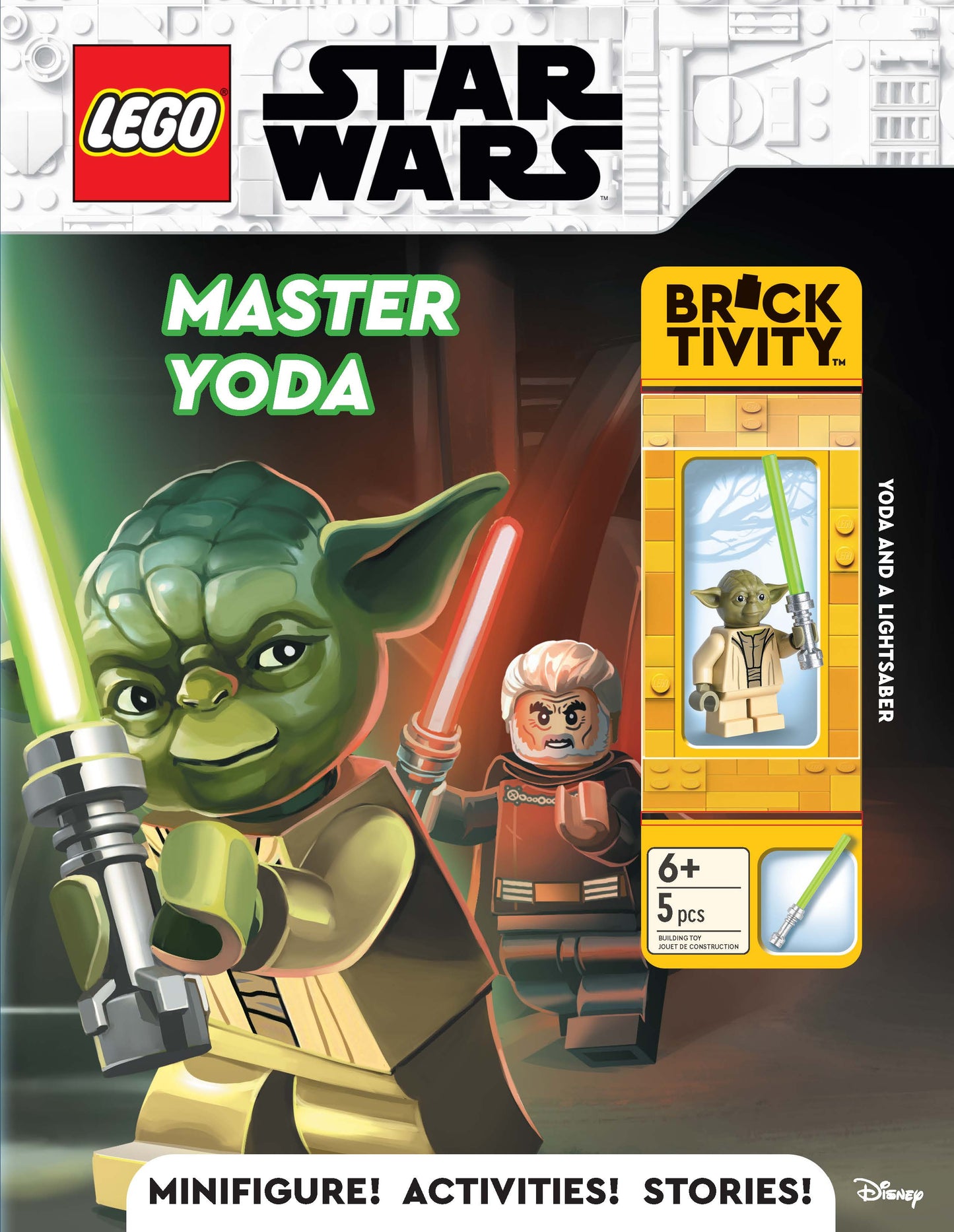 LEGO Star Wars Master Yoda Bricktivity set with green minifigure, lightsaber, and activities