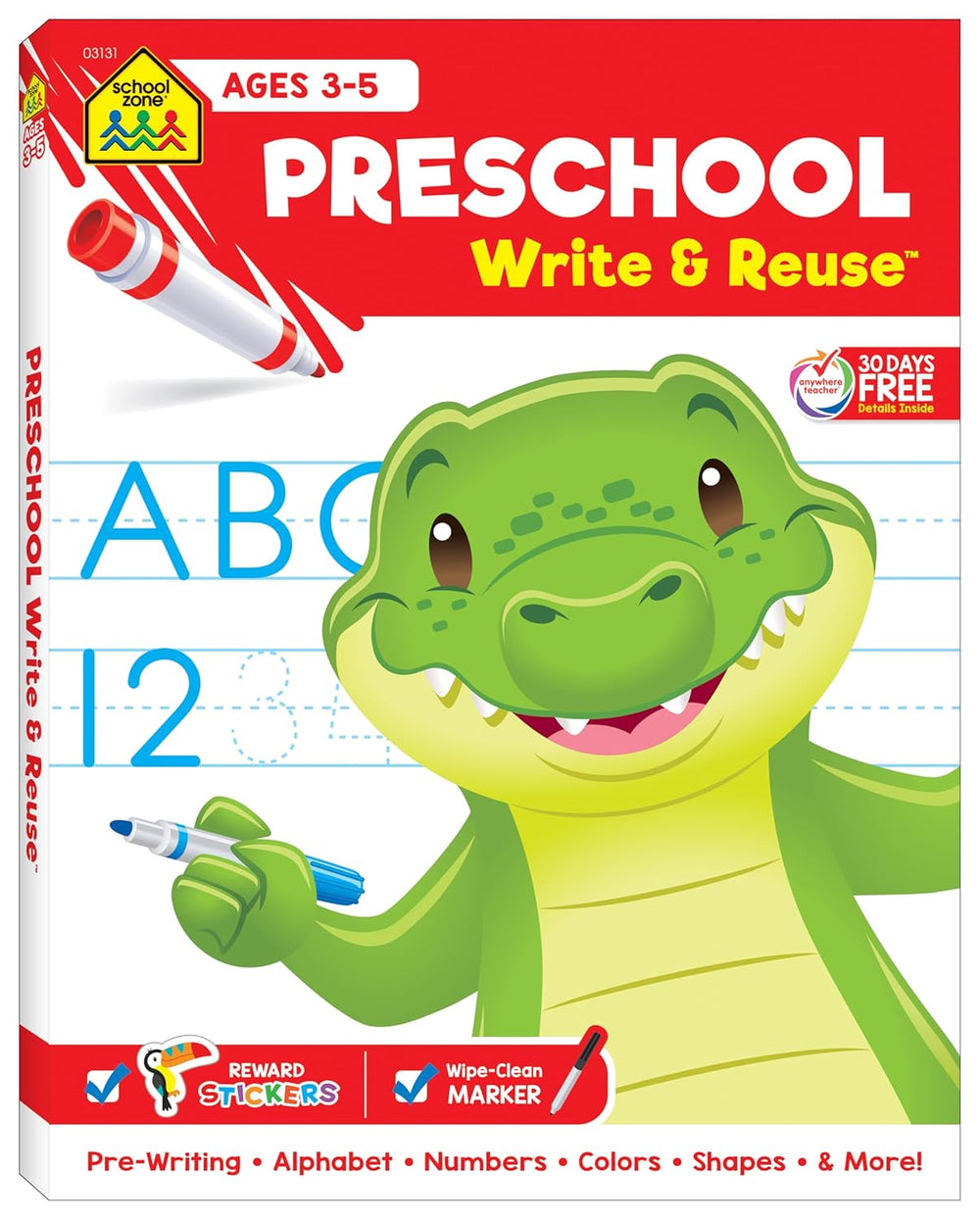 Preschool Write & Reuse Learning Workbook - Spiral-Bound Activity Book