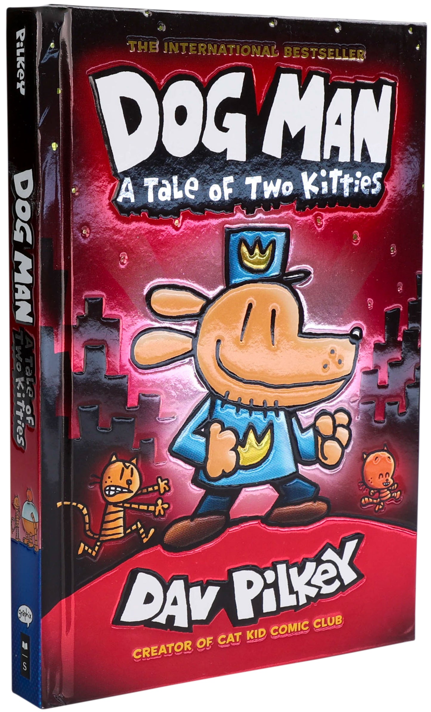 Dog Man Tale of Two Kitties book by Dav Pilkey with foil cover