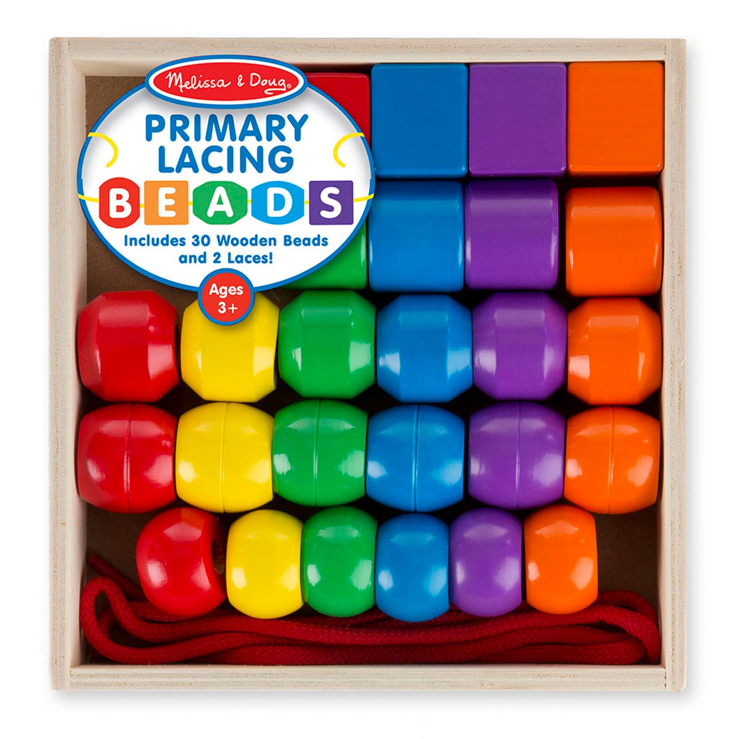 Melissa & Doug Primary Lacing Beads - Colorful Wooden Educational Toy