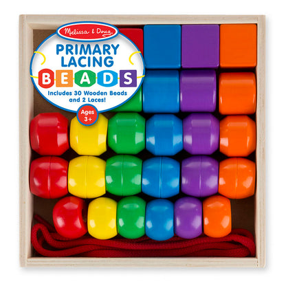 Melissa & Doug Primary Lacing Beads - Colorful Wooden Educational Toy