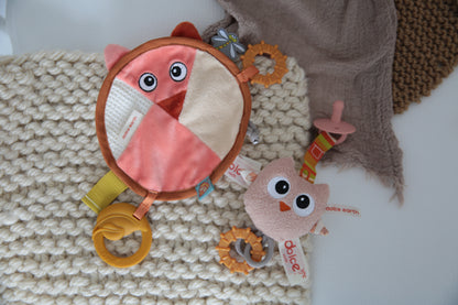 Dolce Plush Fiona Fox & Ollie Owl Comforter and Pacifier Holder Set