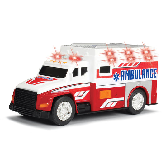 Dickie Toys Action Ambulance 6 inch red and white toy with flashing lights