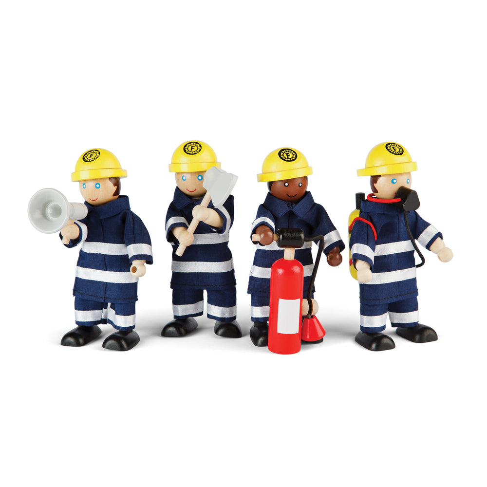 Bigjigs Toys 4-Piece Firefighters Figurines Set - Pretend Play