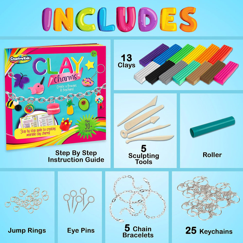 Creative Kids Clay Charms Kit - Sculpt & Design Over 30 Charms