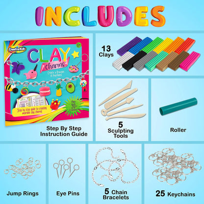 Creative Kids Clay Charms Kit - Sculpt & Design Over 30 Charms