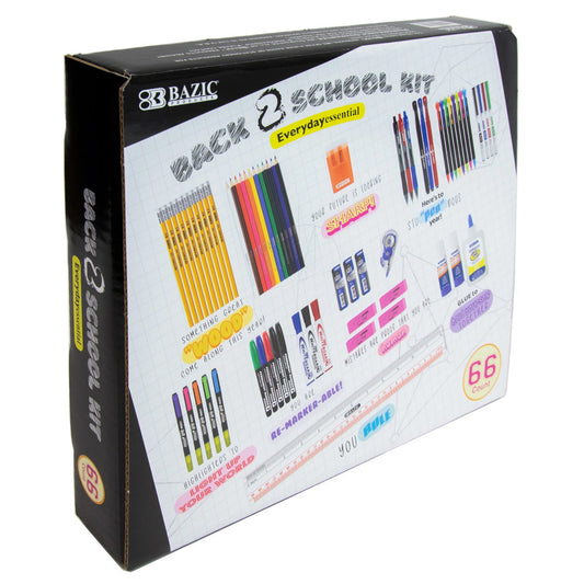 BAZIC Products Ultimate School Supply Kit, 66 Pieces for K-12 Students