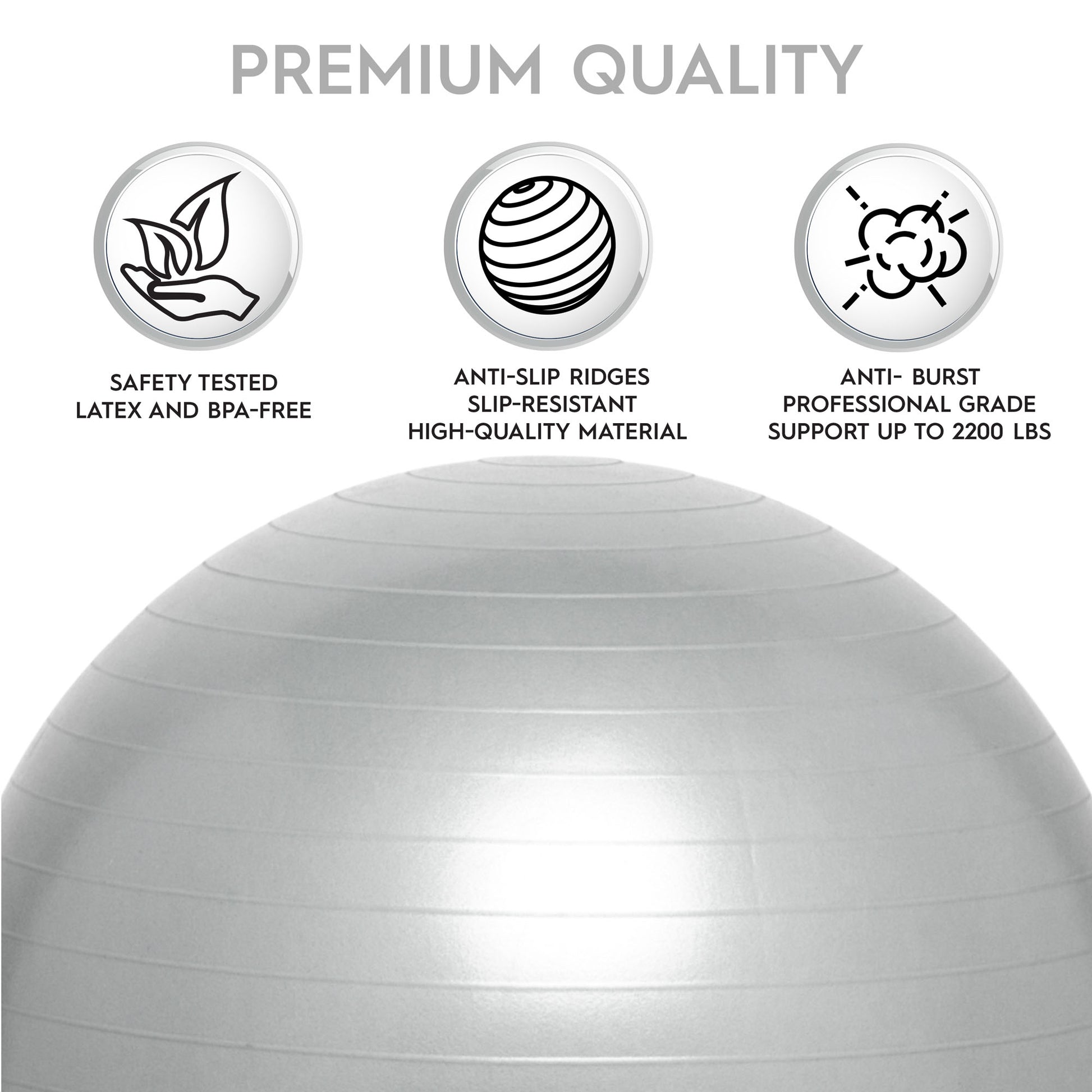 Bouncyband Balance Ball, 55cm, Silver Bouncyband Balance Ball, 55cm, Silver