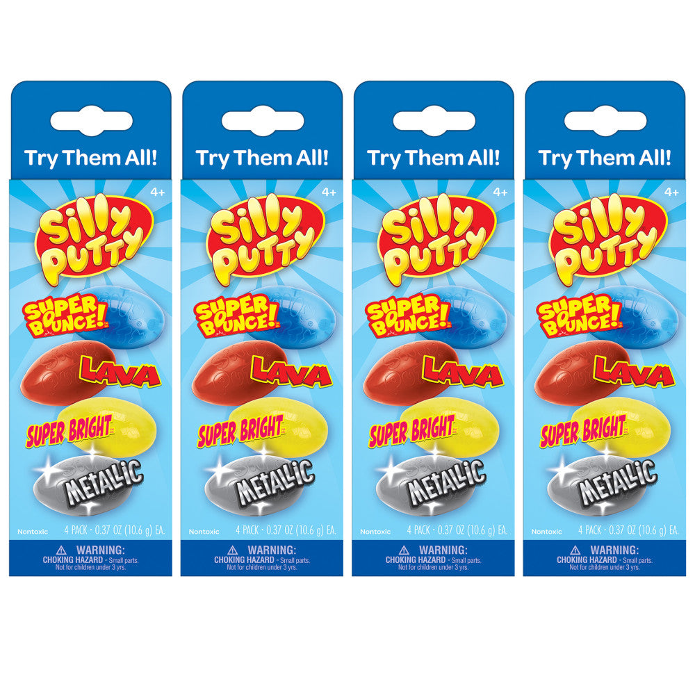 Crayola Silly Putty Variety Pack - Superbounce, Lava, Superbright, Metallic - 16 Eggs