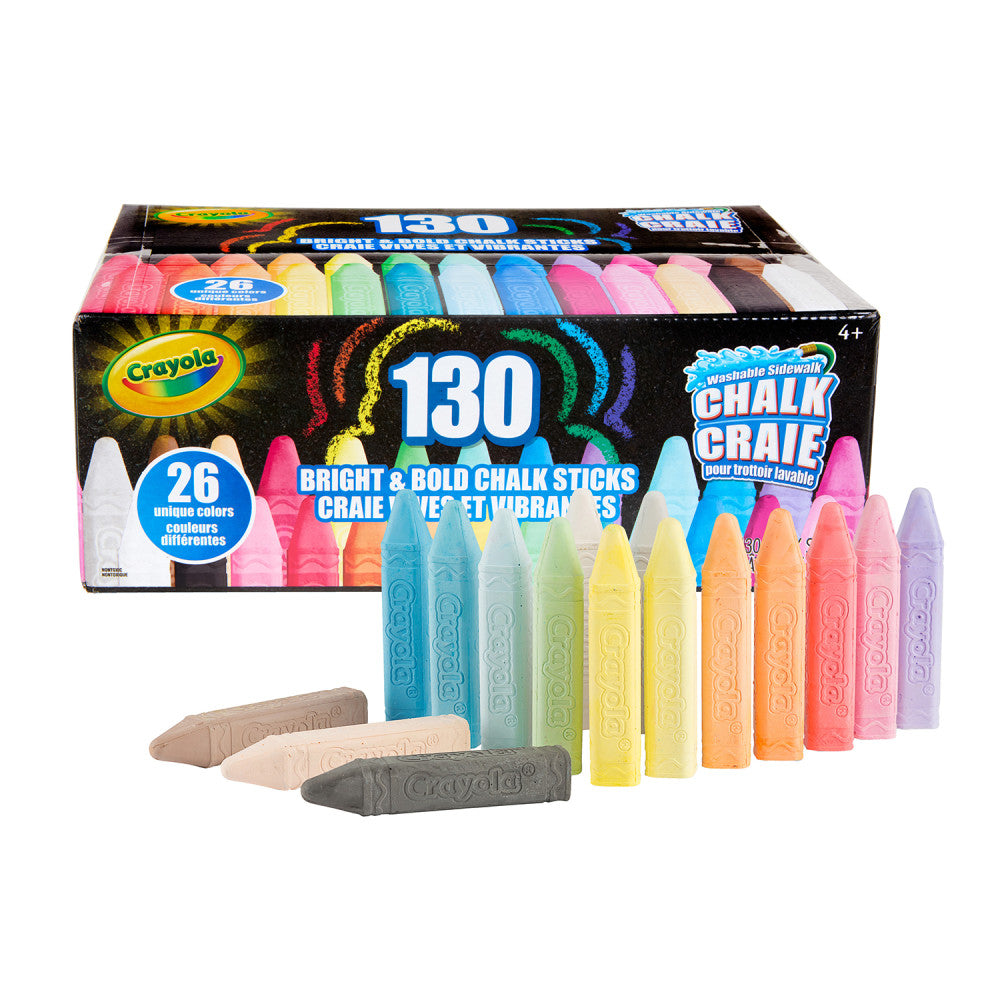 Crayola Bright & Bold Chalk Sticks - 130 Pack with 26 Colors