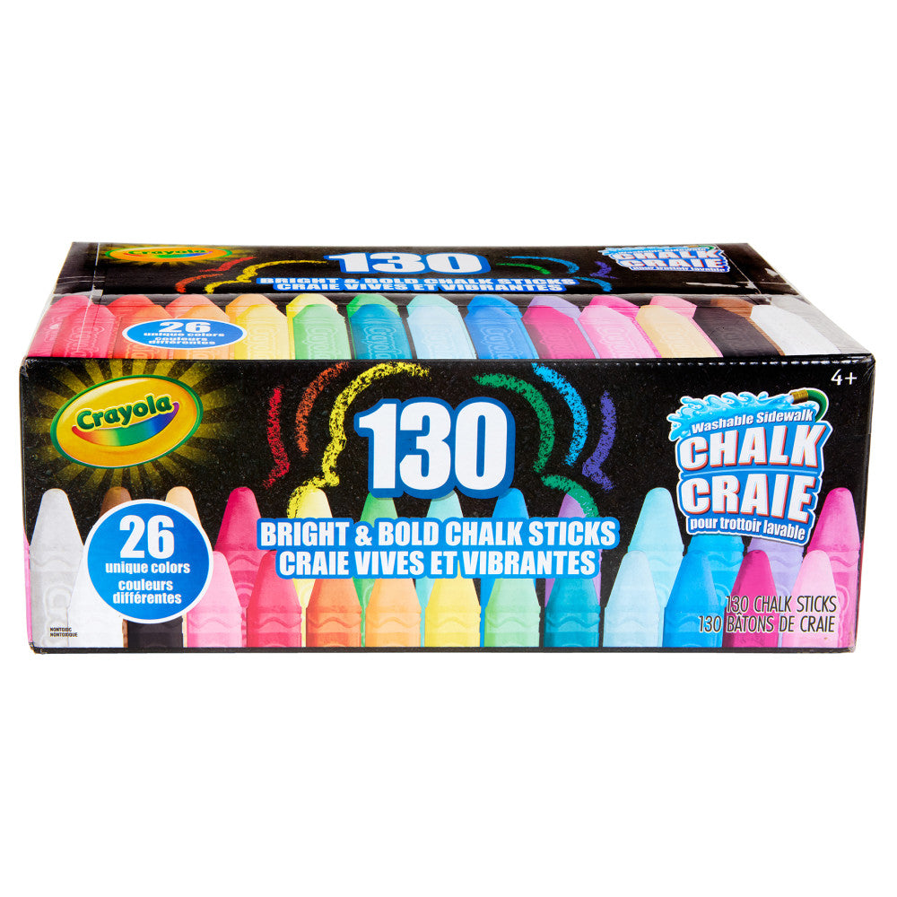 Crayola Bright & Bold Chalk Sticks - 130 Pack with 26 Colors