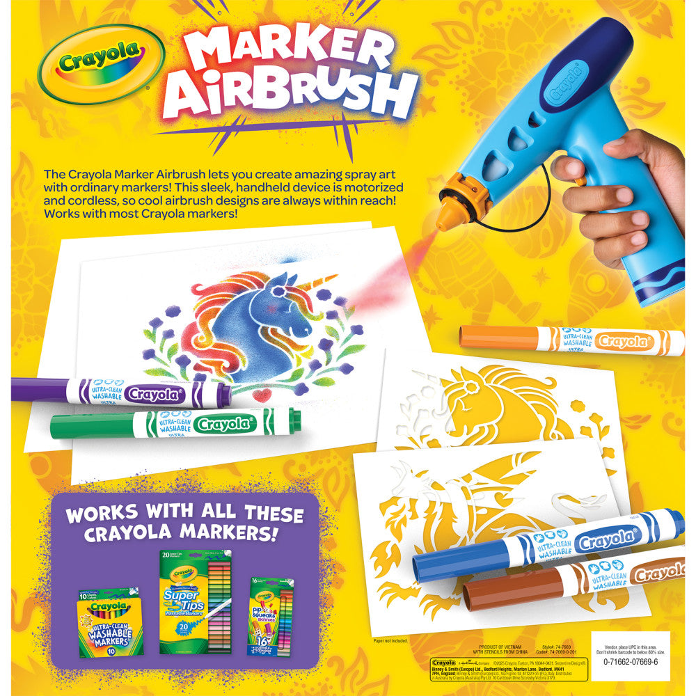 Crayola Washable Marker Airbrush Set - Creative Spray Art Kit