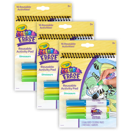 Crayola Dino Roar Color & Erase Activity Pad - Reusable, Pack of 3