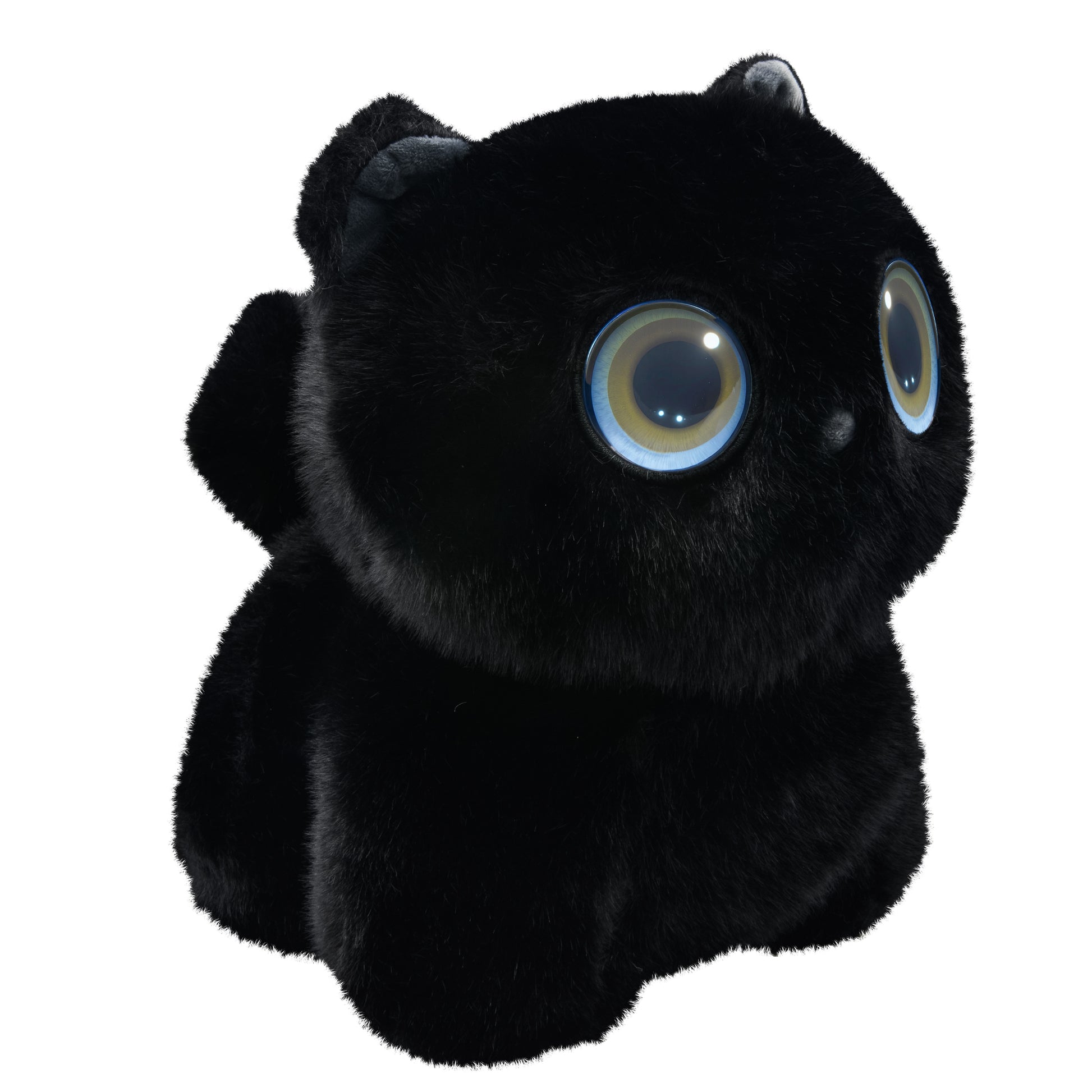 Contixo AI Pixie-Paw black plush cat with glowing blue eyes