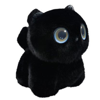 Contixo AI Pixie-Paw black plush cat with glowing blue eyes
