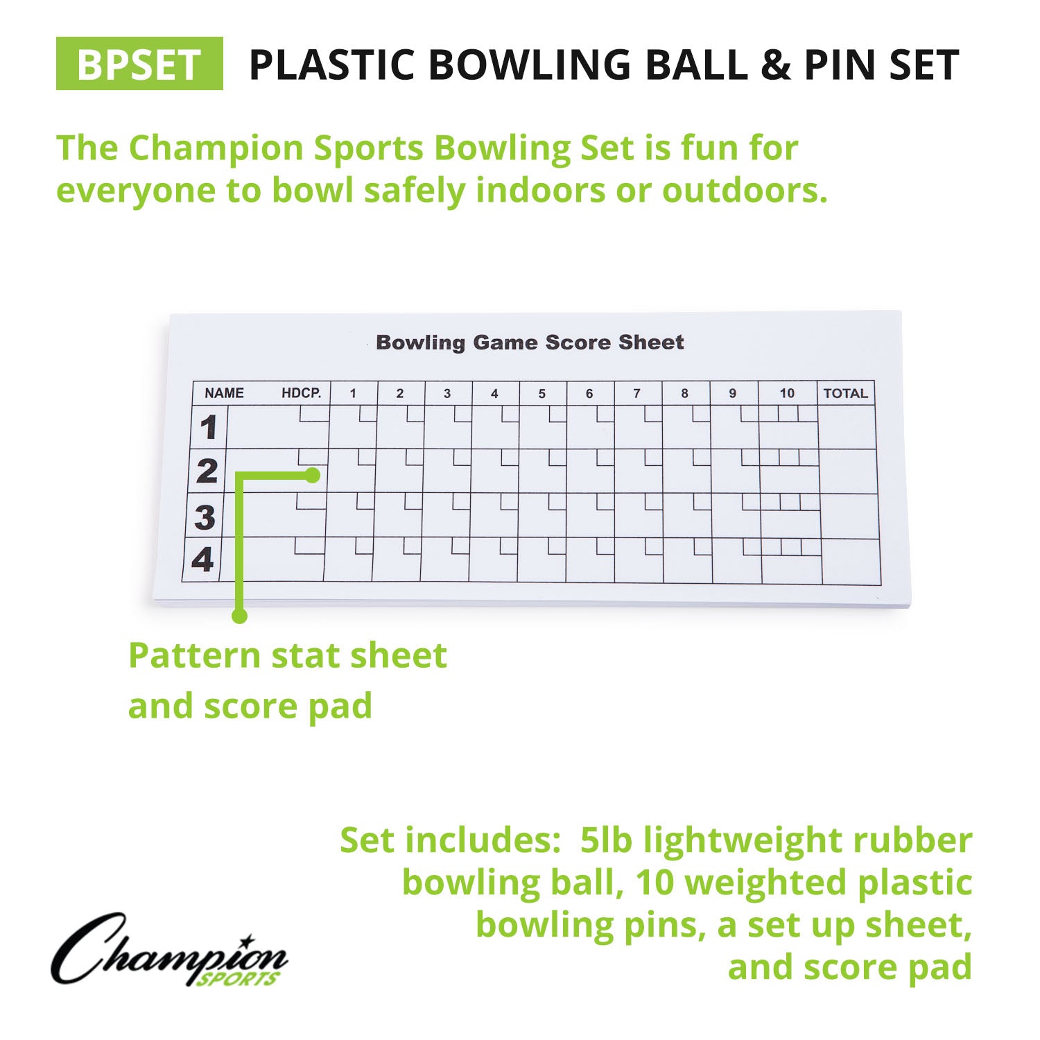 Champion Sports Swirl Bowling Set with Lightweight Ball & Pins