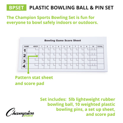 Champion Sports Swirl Bowling Set with Lightweight Ball & Pins