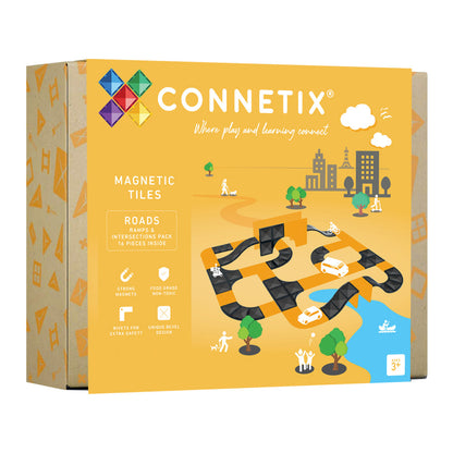 Connetix Magnetic Tiles Ramps & Intersections Pack, 16-Piece Set