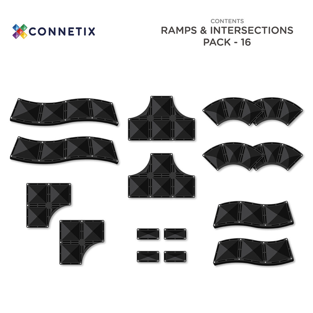 Connetix Magnetic Tiles Ramps & Intersections Pack, 16-Piece Set