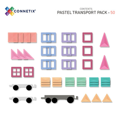 Connetix Magnetic Tiles Pastel Transport Pack - 50 Pieces