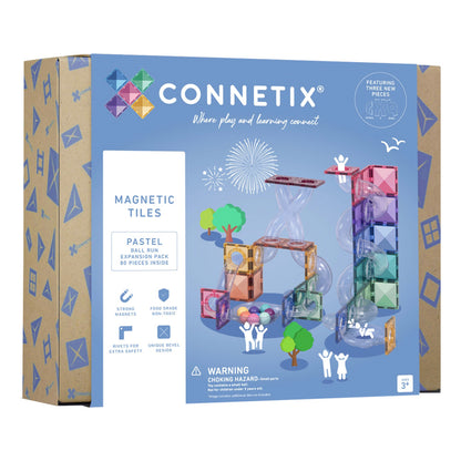 Connetix Magnetic Tiles 80-Piece Pastel Ball Run Expansion Set
