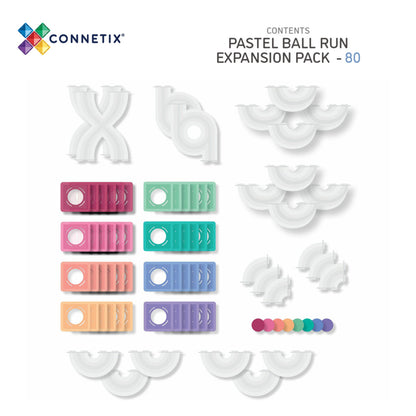 Connetix Magnetic Tiles 80-Piece Pastel Ball Run Expansion Set